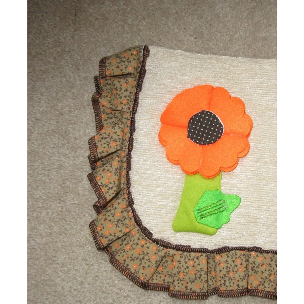 4PC MCM BATHROOM BATH RUG TOILET Seat & LID COVER Calico Ruffle Felt Flowers